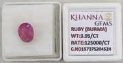 3.95/CT Natural Old Burma Ruby with IIGJ Govt. Lab Certificate-15737S204524